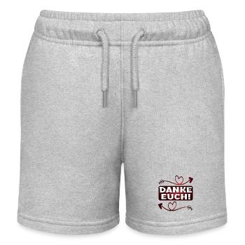 Dankeschön Geschenke - DANKE EUCH SPRÜCHE - Kinder Organic Joggingshorts Mini Bolter von Stanley/Stella - Grau meliert - Vorne
