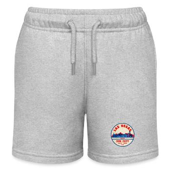 Sin City Skyline Retro Round Logo - Kids Organic Sweat Shorts by Stanley/Stella - heather grey - Front