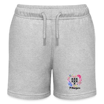 Siebenbürger Wappen mit Blumendesign und Wappen - Kinder Organic Joggingshorts Mini Bolter von Stanley/Stella - Grau meliert - Vorne