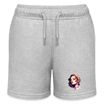 Lebendiges künstlerisches Frauenporträt - Kinder Organic Joggingshorts Mini Bolter von Stanley/Stella - Grau meliert - Vorne