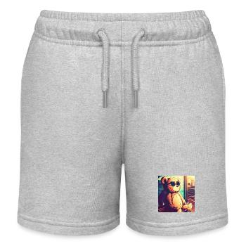Teddy on Bus - Kinder Organic Joggingshorts Mini Bolter von Stanley/Stella - Grau meliert - Vorne