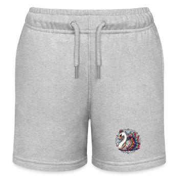 Schwan mit Mandalas verziert - Kinder Organic Joggingshorts Mini Bolter von Stanley/Stella - Grau meliert - Vorne