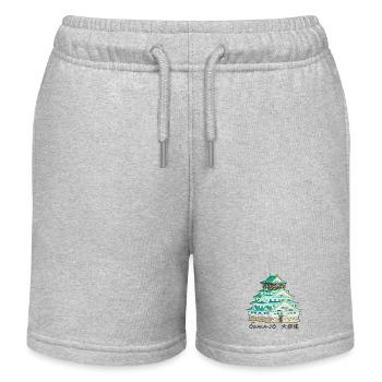 Japan Burg Osaka-jo, Kanji, Handzeichnung - Kinder Organic Joggingshorts Mini Bolter von Stanley/Stella - Grau meliert - Vorne