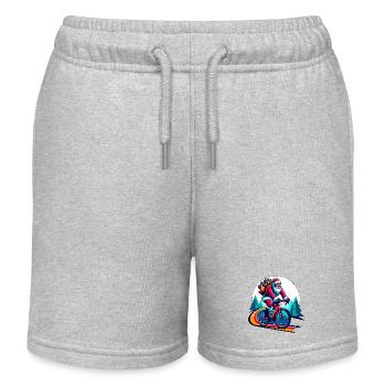 Weihnachtlicher Nikolaus auf dem Rennrad Gravel - Kinder Organic Joggingshorts Mini Bolter von Stanley/Stella - Grau meliert - Vorne