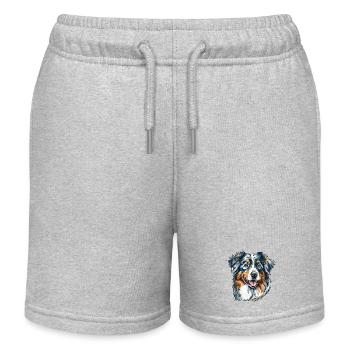 Australian Shepherd Portrait - Kinder Organic Joggingshorts Mini Bolter von Stanley/Stella - Grau meliert - Vorne