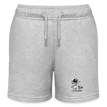 Niedlicher Astronaut und Hund Cartoon Design | Raum - Kinder Organic Joggingshorts Mini Bolter von Stanley/Stella - Grau meliert - Vorne