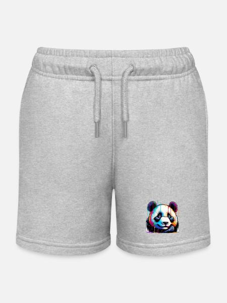 Panda - Kinder Organic Joggingshorts Mini Bolter von Stanley/Stella - Grau meliert