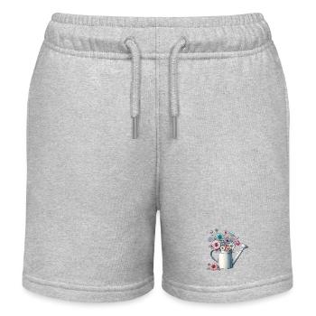 Arrosoir, luxuriant rempli de fleurs aux couleurs pastel - Short de jogging enfant bio Stanley/Stella - gris chiné - Devant