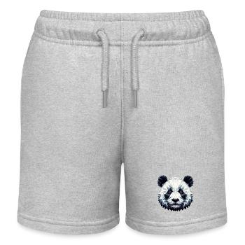 Polygonal Panda - Kids Organic Sweat Shorts by Stanley/Stella - heather grey - Front