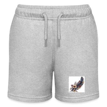 Feder Blumen Schmuck Gras Vogelfeder - Kinder Organic Joggingshorts Mini Bolter von Stanley/Stella - Grau meliert - Vorne