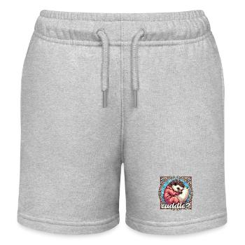 Hedgehog Cuddle Cuddly Pillow Gift - Kids Organic Sweat Shorts by Stanley/Stella - heather grey - Front