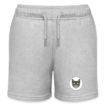 Pixie Bob Cat Breed Cartoon Kawaii Animal Pet - Kids Organic Sweat Shorts by Stanley/Stella - heather grey - Front