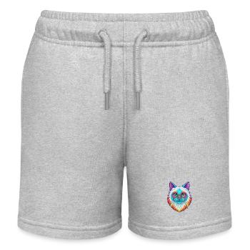 Birma Katze Rasse Karikatur Kawaii Tier Haustier - Kinder Organic Joggingshorts Mini Bolter von Stanley/Stella - Grau meliert - Vorne