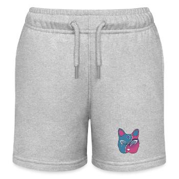 Zip Face Franken Neko Mask - Kids Organic Sweat Shorts by Stanley/Stella - heather grey - Front