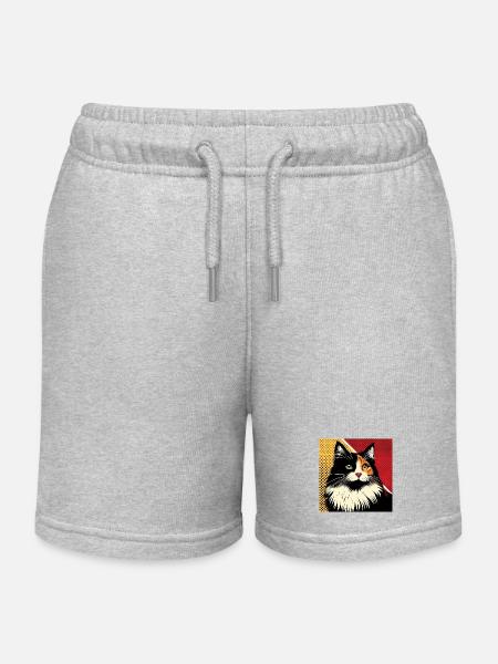 Cat 1 2 - Kids Organic Sweat Shorts by Stanley/Stella - heather grey