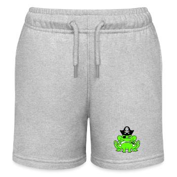 Frog Captain Cap Toad Funny Comic Cartoon - Kids Organic Sweat Shorts by Stanley/Stella - heather grey - Front