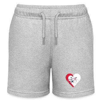 Ich liebe mein Fahrrad - Rad und Herz - Kinder Organic Joggingshorts Mini Bolter von Stanley/Stella - Grau meliert - Vorne