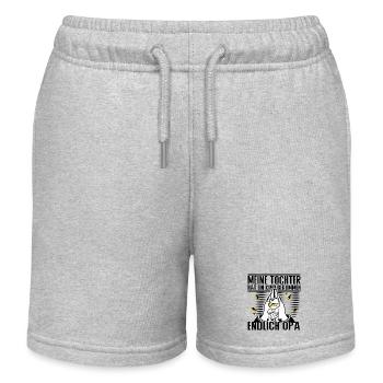 Endlich Opa – Lustiges Opa Design zur Geburt - Kinder Organic Joggingshorts Mini Bolter von Stanley/Stella - Grau meliert - Vorne