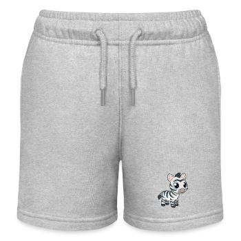Baby Zebra with Big Blue Eyes - Kids Organic Sweat Shorts by Stanley/Stella - heather grey - Front