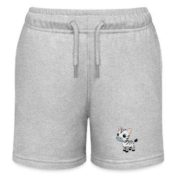 Baby Zebra with Big Blue Eyes - Kids Organic Sweat Shorts by Stanley/Stella - heather grey - Front