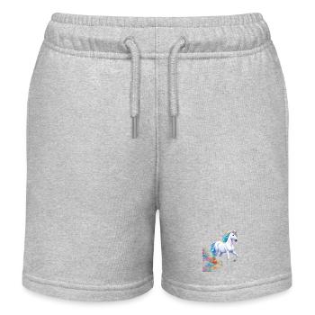 Anmutiges Einhorn mit Regenbogenmähne im Blütenmee - Kinder Organic Joggingshorts Mini Bolter von Stanley/Stella - Grau meliert - Vorne