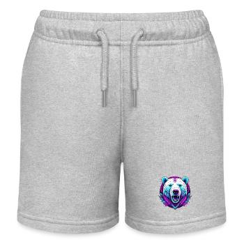  White Bear mit Neonakzenten - Kinder Organic Joggingshorts Mini Bolter von Stanley/Stella - Grau meliert - Vorne