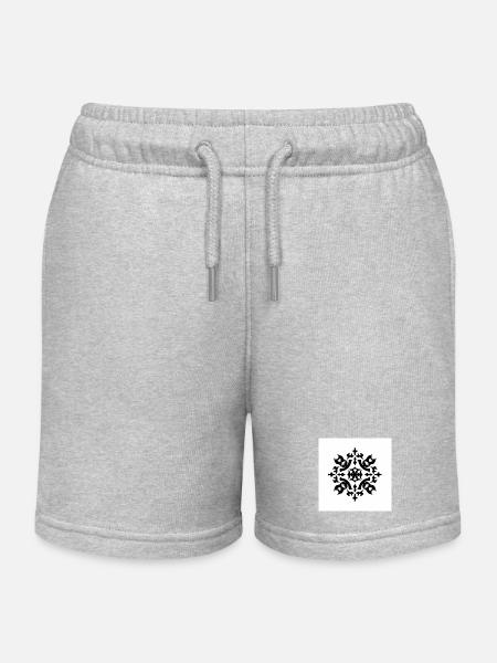 Motif complexe de flocon de neige noir - Short de jogging enfant bio Stanley/Stella - gris chiné