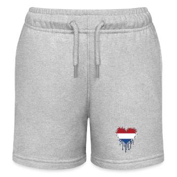 Dripping Heart Netherlands Flag - Kids Organic Sweat Shorts by Stanley/Stella - heather grey - Front