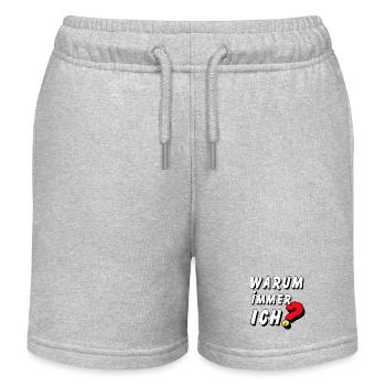 Warum Immer Ich? Smiley Fragezeichen - Kinder Organic Joggingshorts Mini Bolter von Stanley/Stella - Grau meliert - Vorne