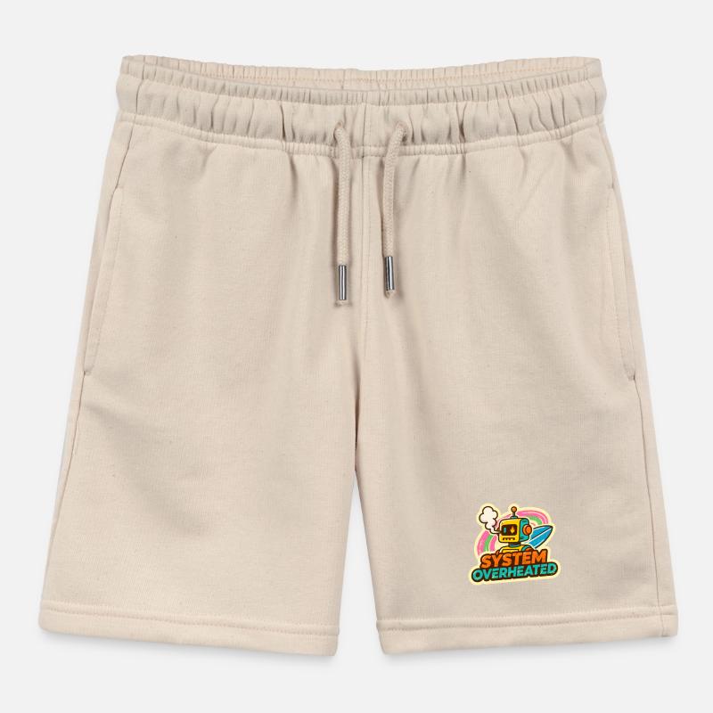 Retro Robot Surf Art Design Kids Organic Sweat Shorts by Stanley/Stella