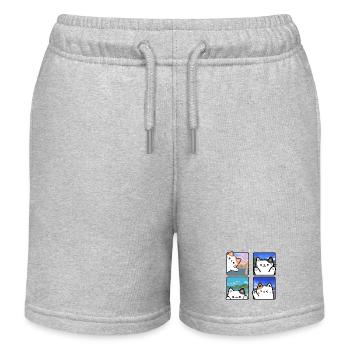 Katze Reisende - Kinder Organic Joggingshorts Mini Bolter von Stanley/Stella - Grau meliert - Vorne