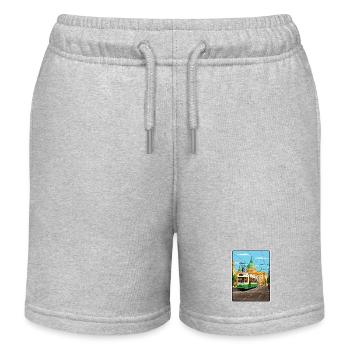 Sofia Bulgaria Historic Tramway Elegant Cityscape - Kids Organic Sweat Shorts by Stanley/Stella - heather grey - Front