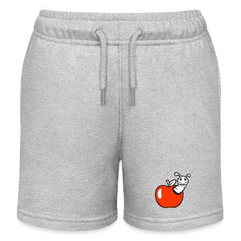 la chenille du fruit de la pomme jette un œil par le trou sourit au doux ver - Short de jogging enfant bio Stanley/Stella - gris chiné - Devant