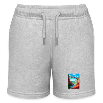 Affiche de voyage Devils Bridge Allemagne Paysage urbain WPA - Short de jogging enfant bio Stanley/Stella - gris chiné - Devant