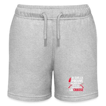 Ich bin der Beweis, dass mein Vater jagt - Kinder Organic Joggingshorts Mini Bolter von Stanley/Stella - Grau meliert - Vorne