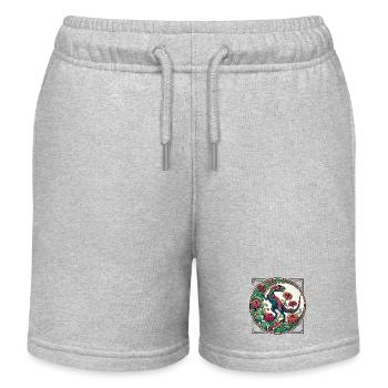 Lebendige Dinosaurier-Blumenkunst - Kinder Organic Joggingshorts Mini Bolter von Stanley/Stella - Grau meliert - Vorne