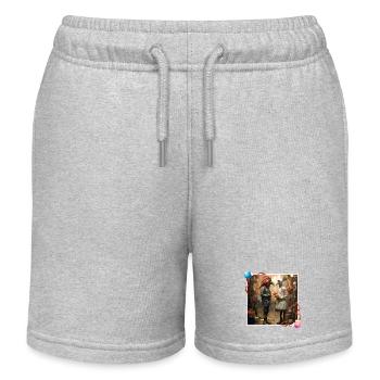 Verliebte Pärchen Antrag Vogelmasken Blumenladen - Kinder Organic Joggingshorts Mini Bolter von Stanley/Stella - Grau meliert - Vorne