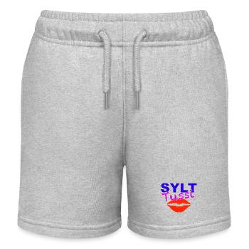 Sylttussi mit Kussmund:Design by Dekoinsel Sylt - Kinder Organic Joggingshorts Mini Bolter von Stanley/Stella - Grau meliert - Vorne