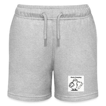 Kiwis Crossing: Reisender Kiwi mit Rucksack - Kinder Organic Joggingshorts Mini Bolter von Stanley/Stella - Grau meliert - Vorne