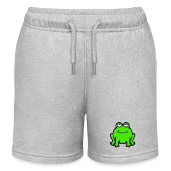 Frosch Kröte lächelt lustig guckt hoch nach oben - Kinder Organic Joggingshorts Mini Bolter von Stanley/Stella - Grau meliert - Vorne