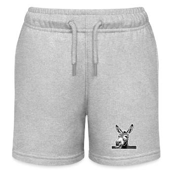 Cheeky donkey – laughter allowed! - Kids Organic Sweat Shorts by Stanley/Stella - heather grey - Front