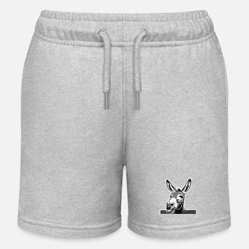 Cheeky donkey – laughter allowed! - Kids Organic Sweat Shorts by Stanley/Stella - heather grey