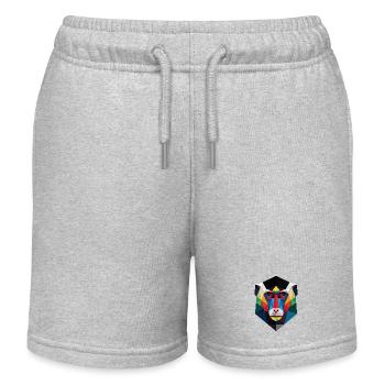 Impression d’art géométrique tête de singe - Short de jogging enfant bio Stanley/Stella - gris chiné - Devant