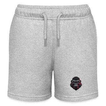 Polygon gorilla with red eyes - Kids Organic Sweat Shorts by Stanley/Stella - heather grey - Front