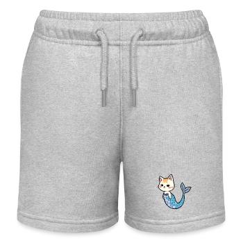 Katze als Meerjungfrau - Kinder Organic Joggingshorts Mini Bolter von Stanley/Stella - Grau meliert - Vorne