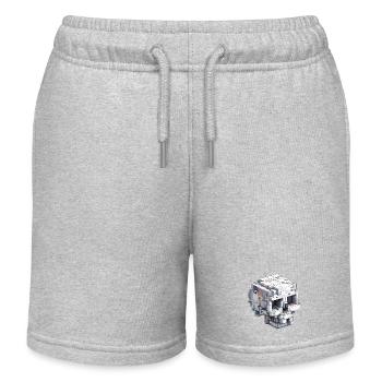 Block-Schädel Design – Digital Art Look - Kinder Organic Joggingshorts Mini Bolter von Stanley/Stella - Grau meliert - Vorne