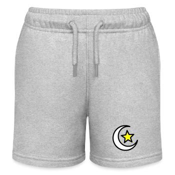 Mondsichel & Stern | Islamisches Symbol Line Art - Kinder Organic Joggingshorts Mini Bolter von Stanley/Stella - Grau meliert - Vorne