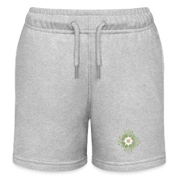 Edelweiß Blütenornament mit feinen Linien - Kinder Organic Joggingshorts Mini Bolter von Stanley/Stella - Grau meliert - Vorne