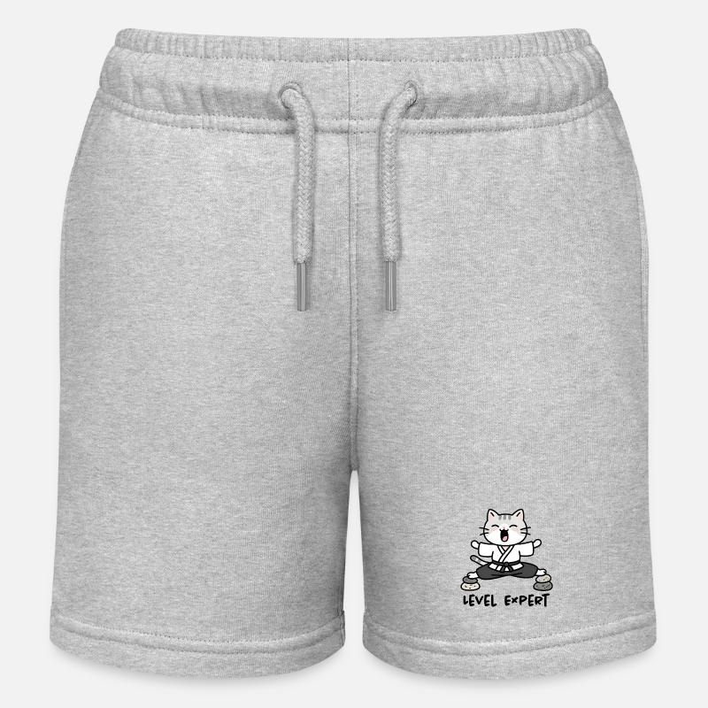 Chat Sensei Karaté Zen - Short de jogging enfant bio Stanley/Stella - gris chiné