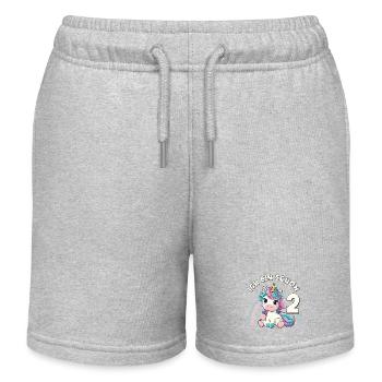2e anniversaire Licorne Arc-en-ciel mignonne - Short de jogging enfant bio Stanley/Stella - gris chiné - Devant